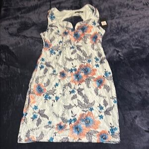 Guess Floral Lace Dress with Blue and Orange Flowers